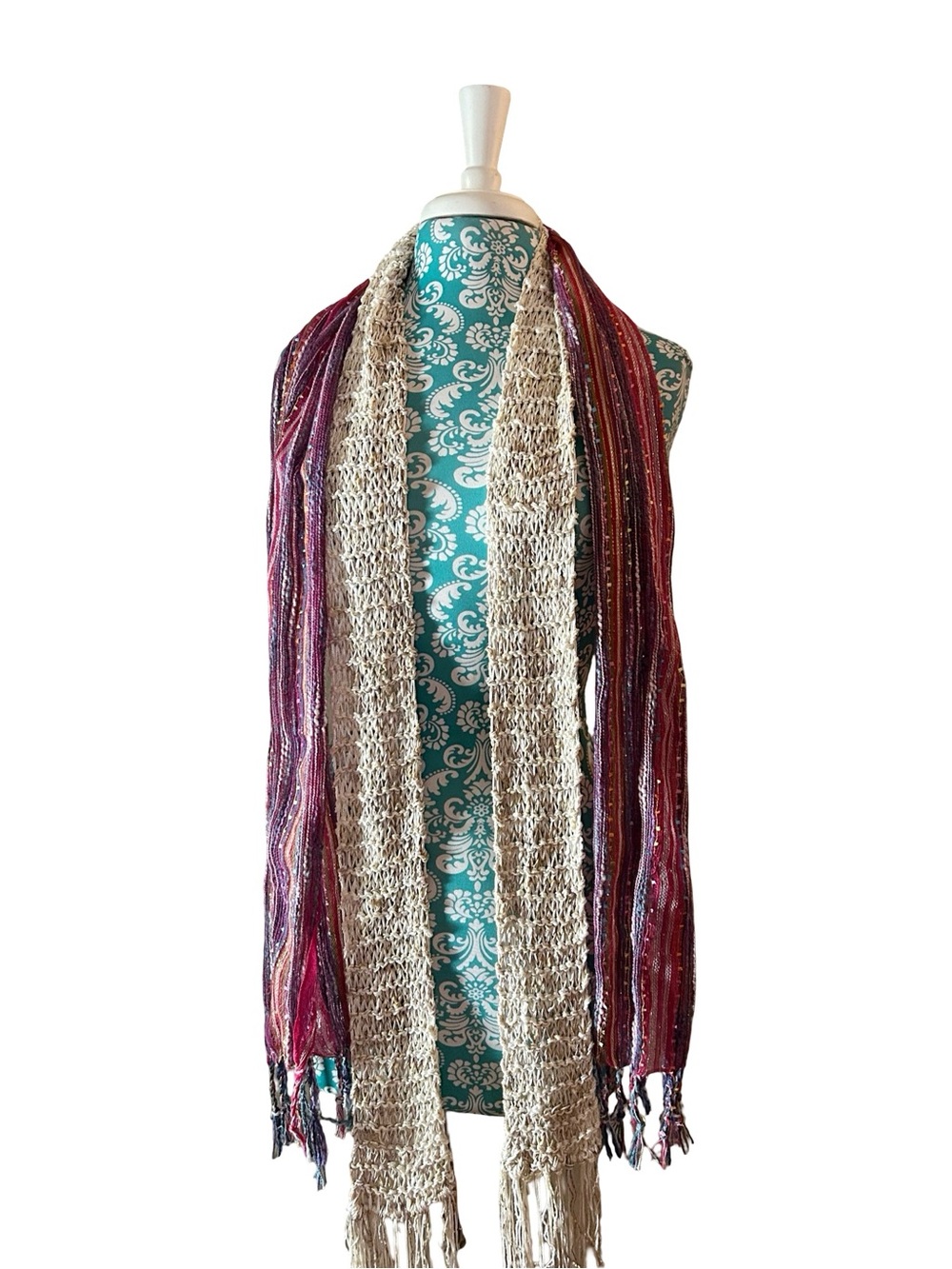 Lot Of 2 Earthy Boho Fringe Scarves Scarf Lot